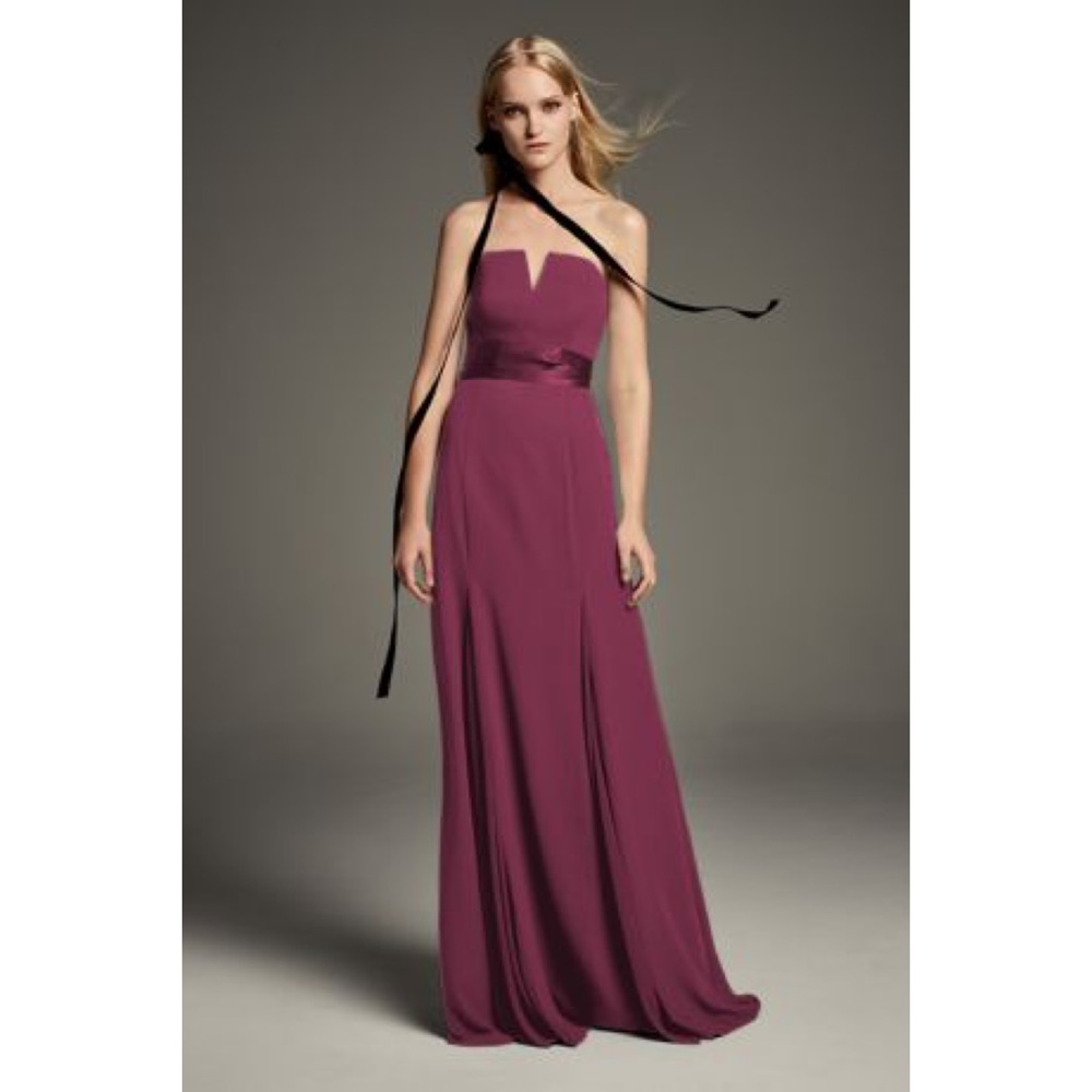 V-Wire Crepe Mermaid Bridesmaid Dress Wine